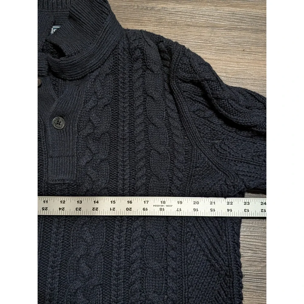 Polo Ralph Lauren Navy Cable Knit Cotton Cashmere Mock Neck Sweater Mens Large